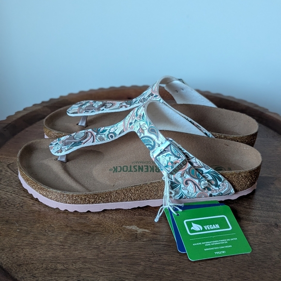 NEW Birkenstock Gizeh Vegan Rose Paisley Birko-flor-Regular Fit Size 39 L 8 M 6 - Picture 2 of 11